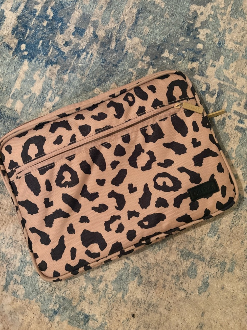 CALPAK Laptop Pouch in Leopard Print